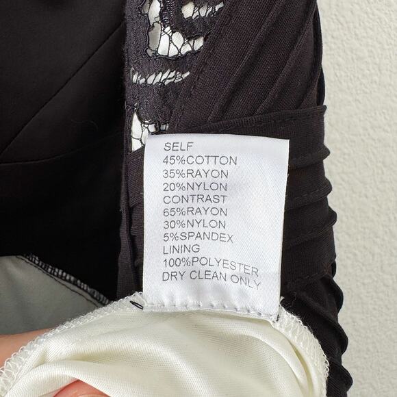 Tadashi Shoji Sleeveless Lace Gown with Pleated Panels Black Ivory Size 6 - Picture 5 of 6